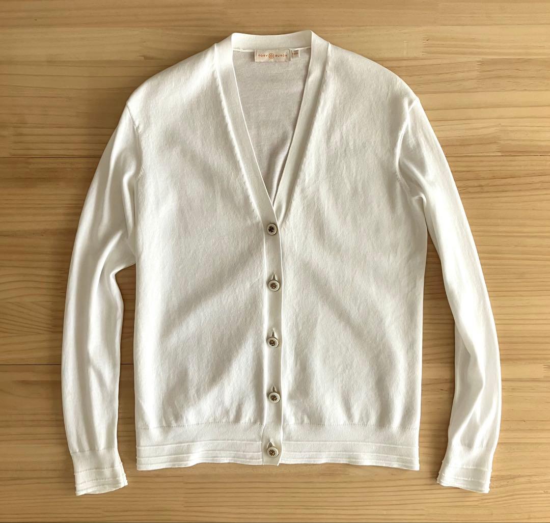 美品 TORY BURCH ロゴボタン カーディガン XS JP:S~M位