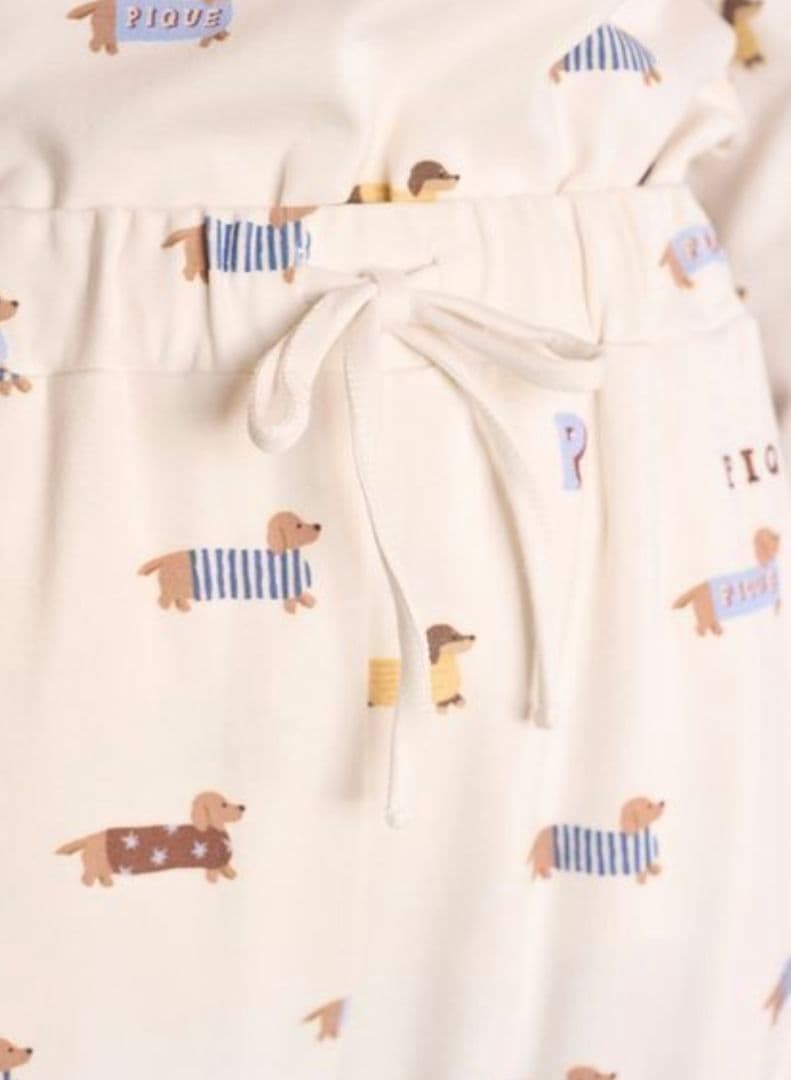 ジェラートピケ ダックスフンド柄ロングTシャツ+ロングパンツ