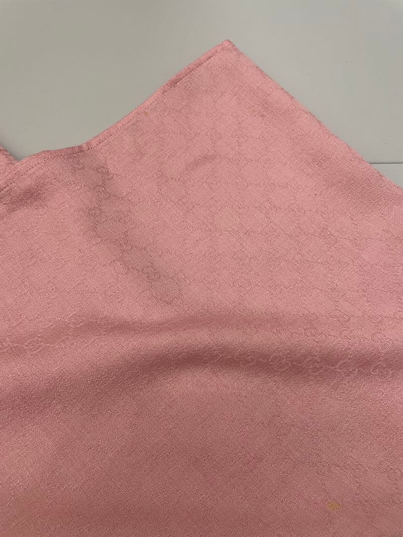 GUCCI ピンク GG柄　カシミヤストール フリンジ付き