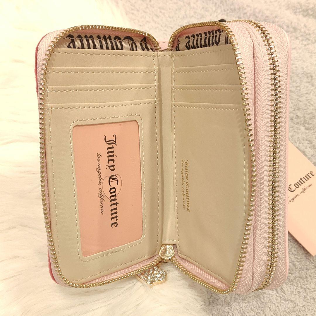ジューシークチュール 折り財布 ラウンドジップ 異素材コンビ ピンク系 春カラー