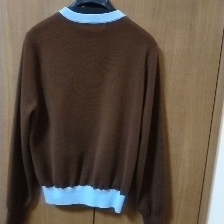【美品】CABaN コットンカシミヤ バイカラークルーネックカーディガン