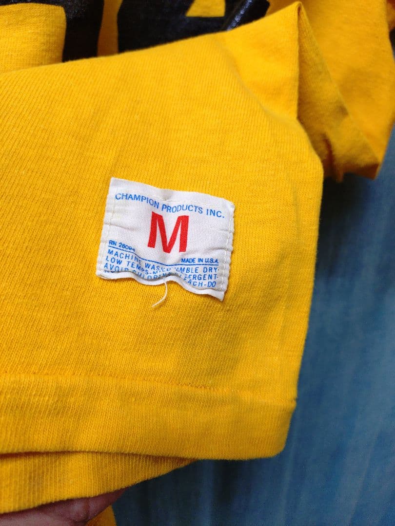 70s チャンピオン バータグ 綿100 フットボール Tシャツ M