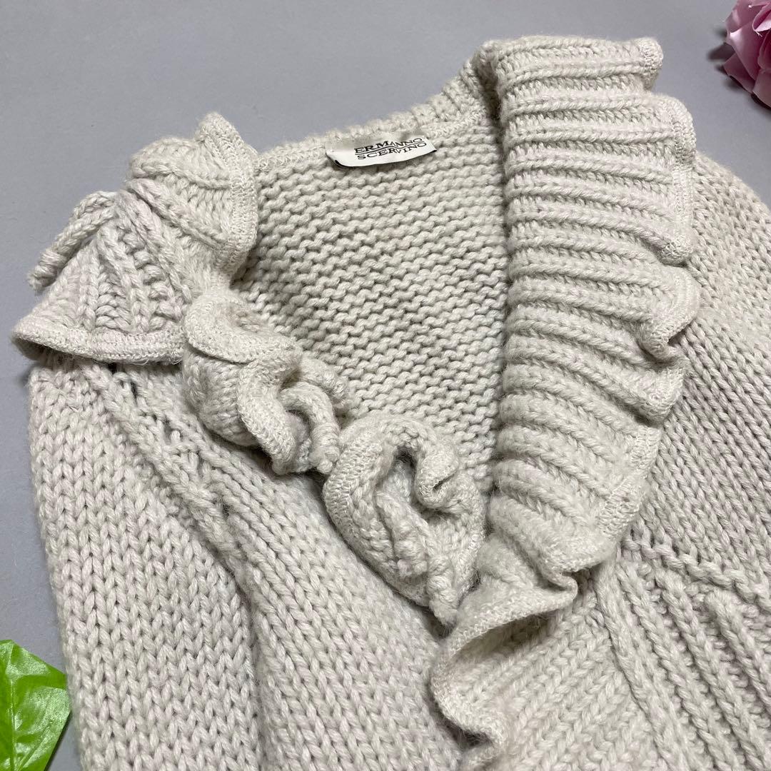 超希少✨エルマンノシェルヴィーノ カーディガン アルパカ モチーフ 花柄 グレー