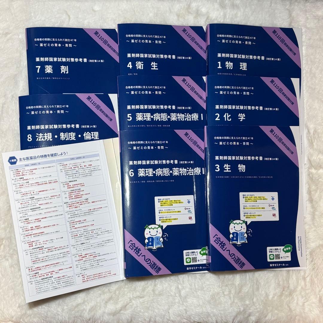 薬学ゼミナール第110回薬剤師国家試験対策参考書 青本青問全セット直前講習資料付
