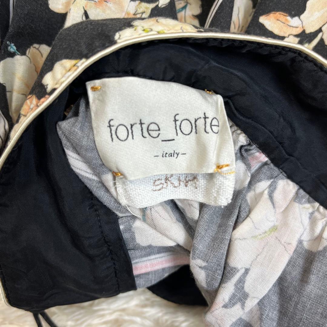 フォルテフォルテ　ロングスカート　花柄　ギャザー　フラワー　フレア　L 大きい