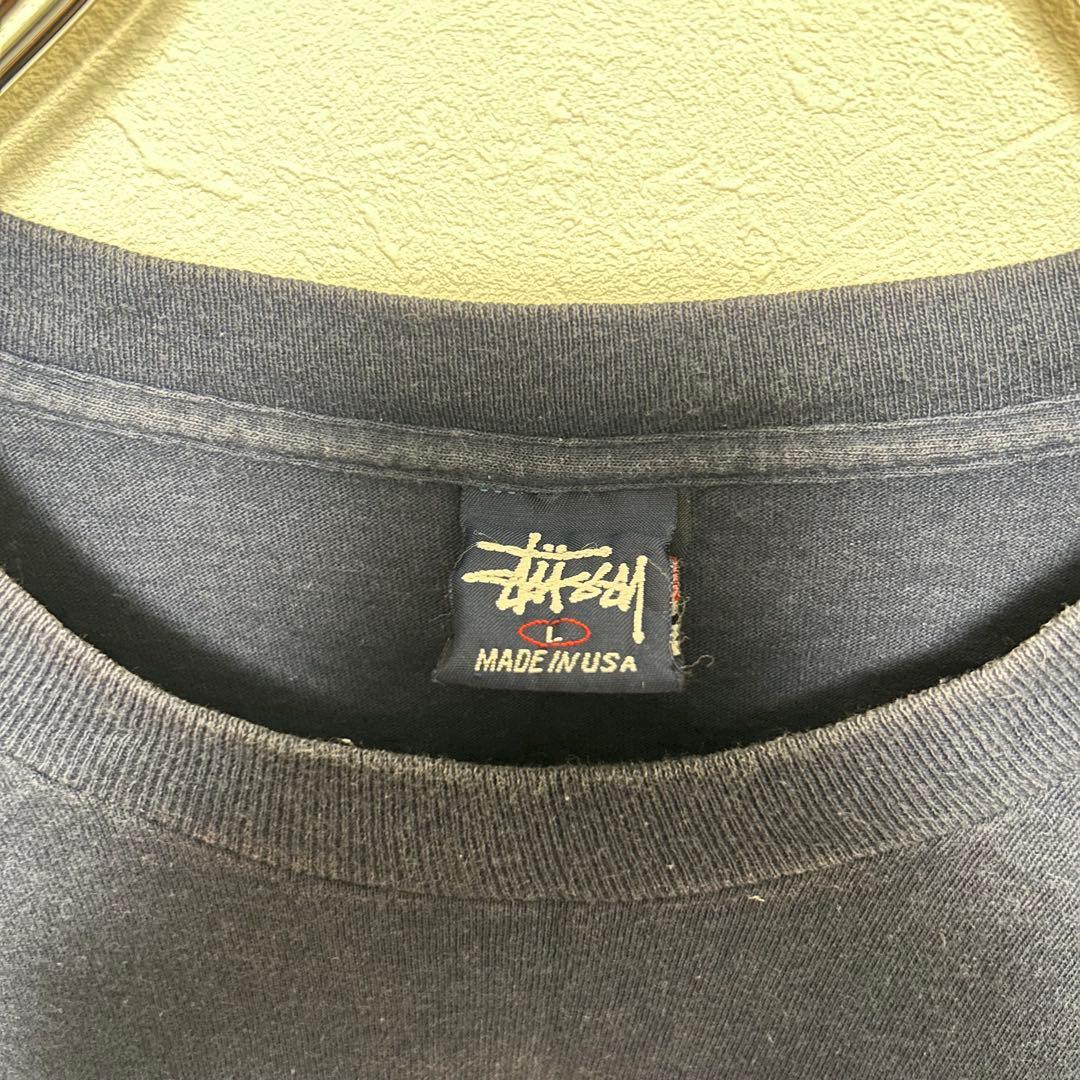 old Stussy ネイビー Tシャツ バックプリント クラウン