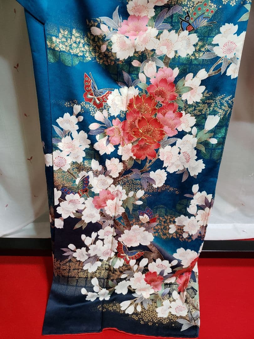 ★振袖★卒業式★振袖　ブルー系　正絹　単品　セット