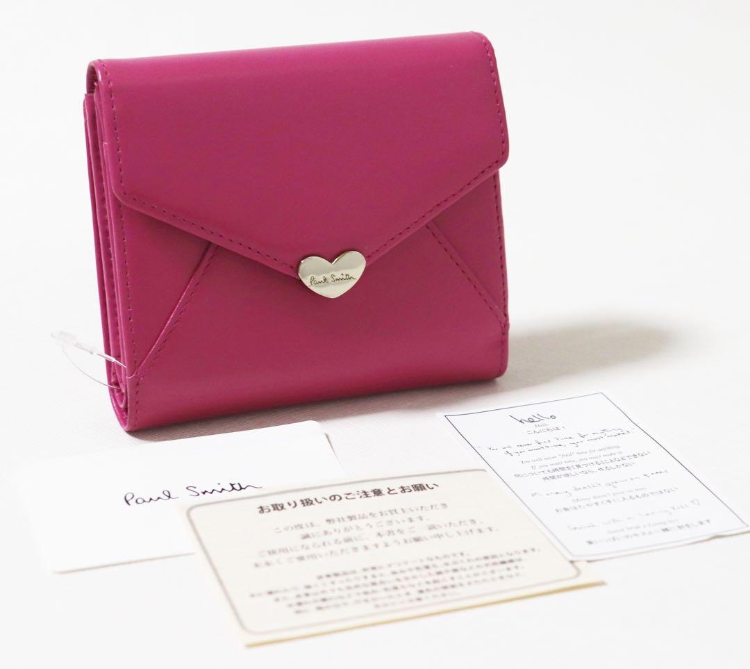 《ポールスミス》新品 ハートモチーフ メッセージ箔押し レザー2つ折り財布