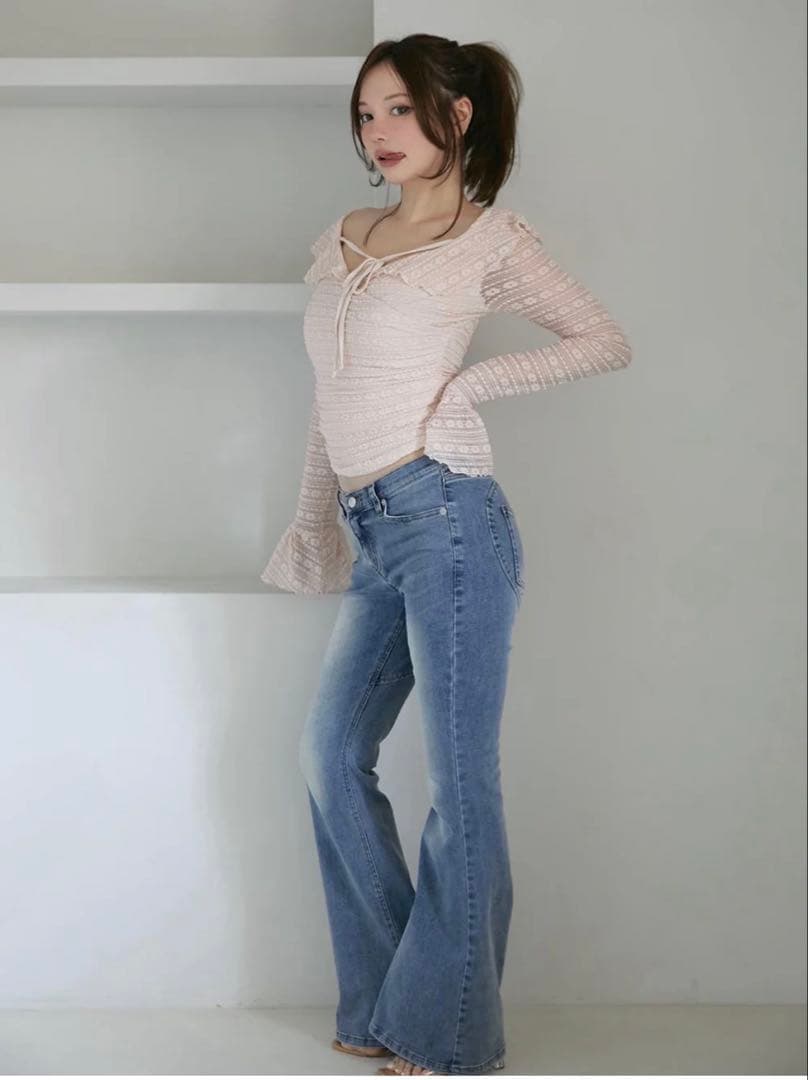 パンツ andmary Heart hip flare denim M