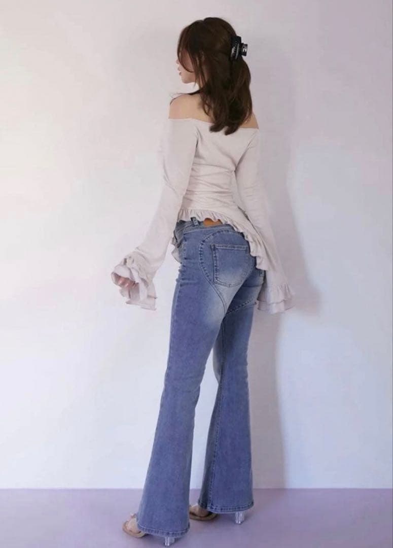 パンツ andmary Heart hip flare denim M