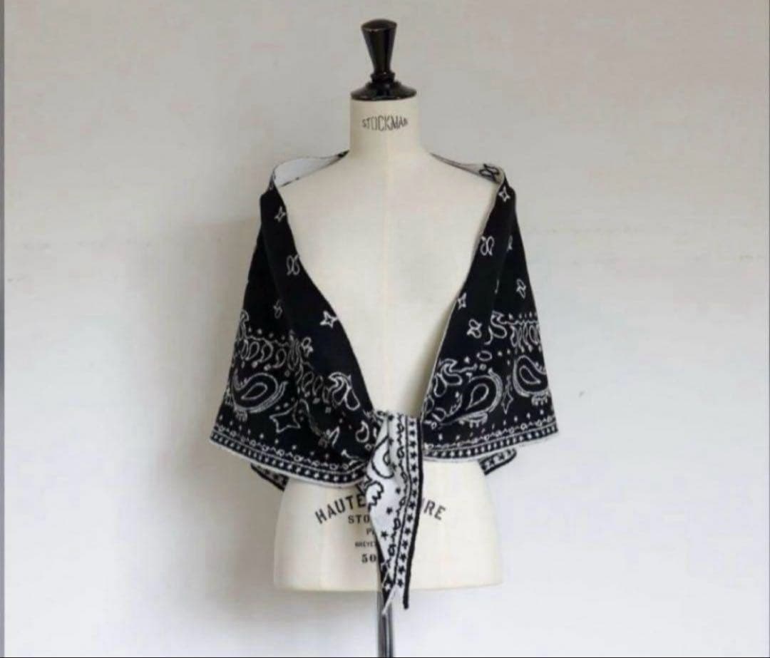 新品未開封⭐︎gypsohila ペイズリー ニットストール　ブラック