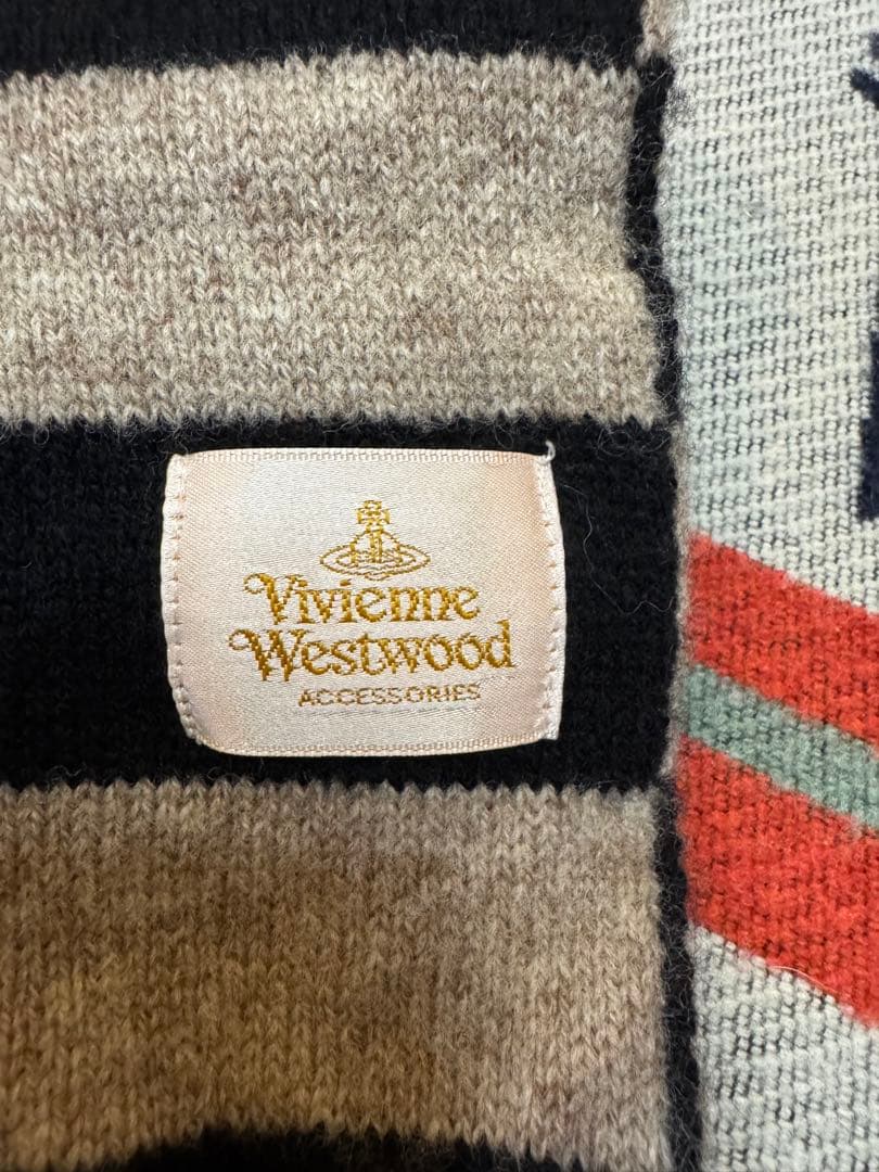 希少 Vivienne Westwood ORB ポンポン付マフラー ボーダー