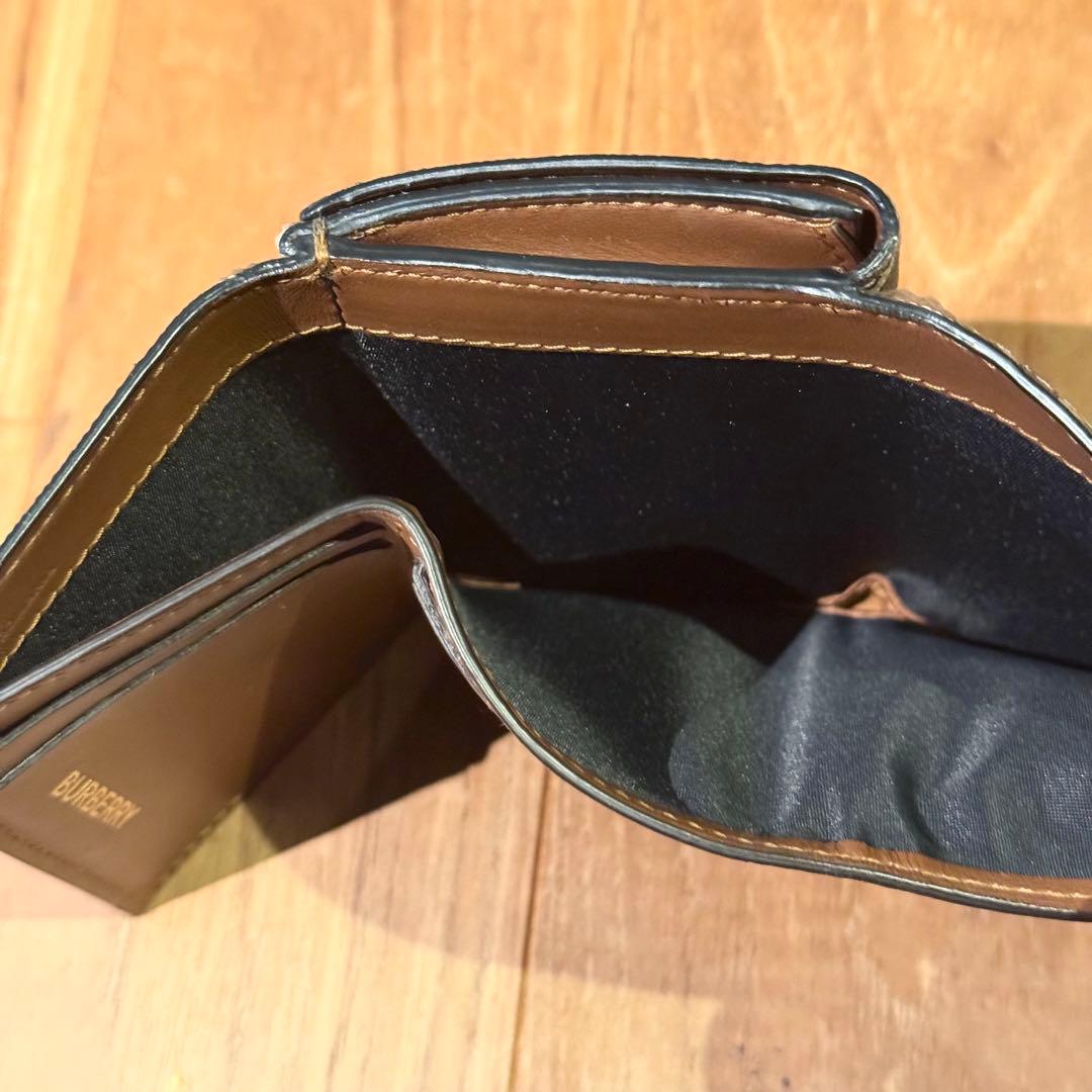 【美品】BURBERRY TBモノグラム ロゴ総柄 三つ折り財布 コンパクト