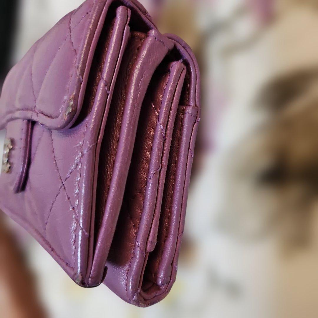 CHANEL パープル 三つ折り財布
