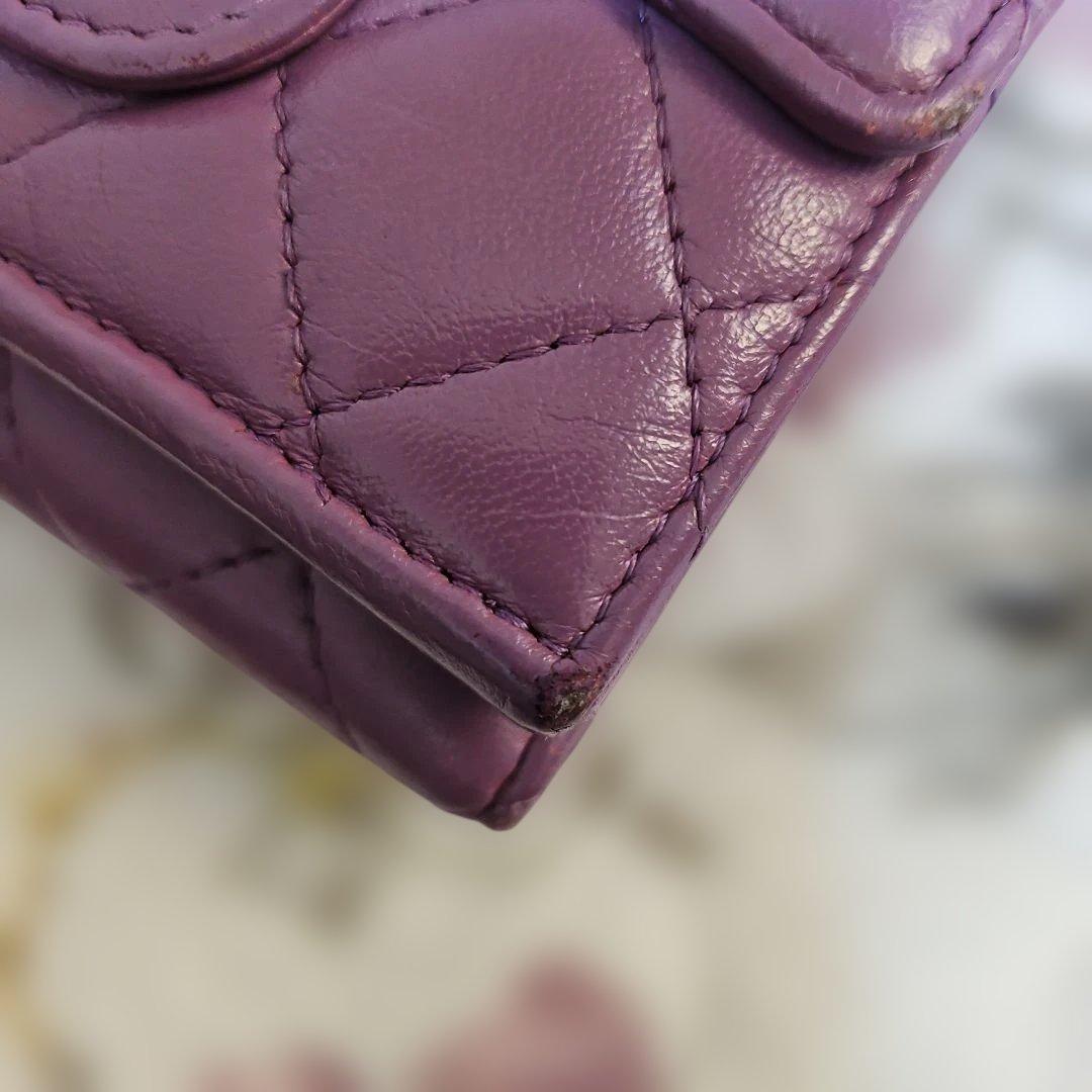 CHANEL パープル 三つ折り財布