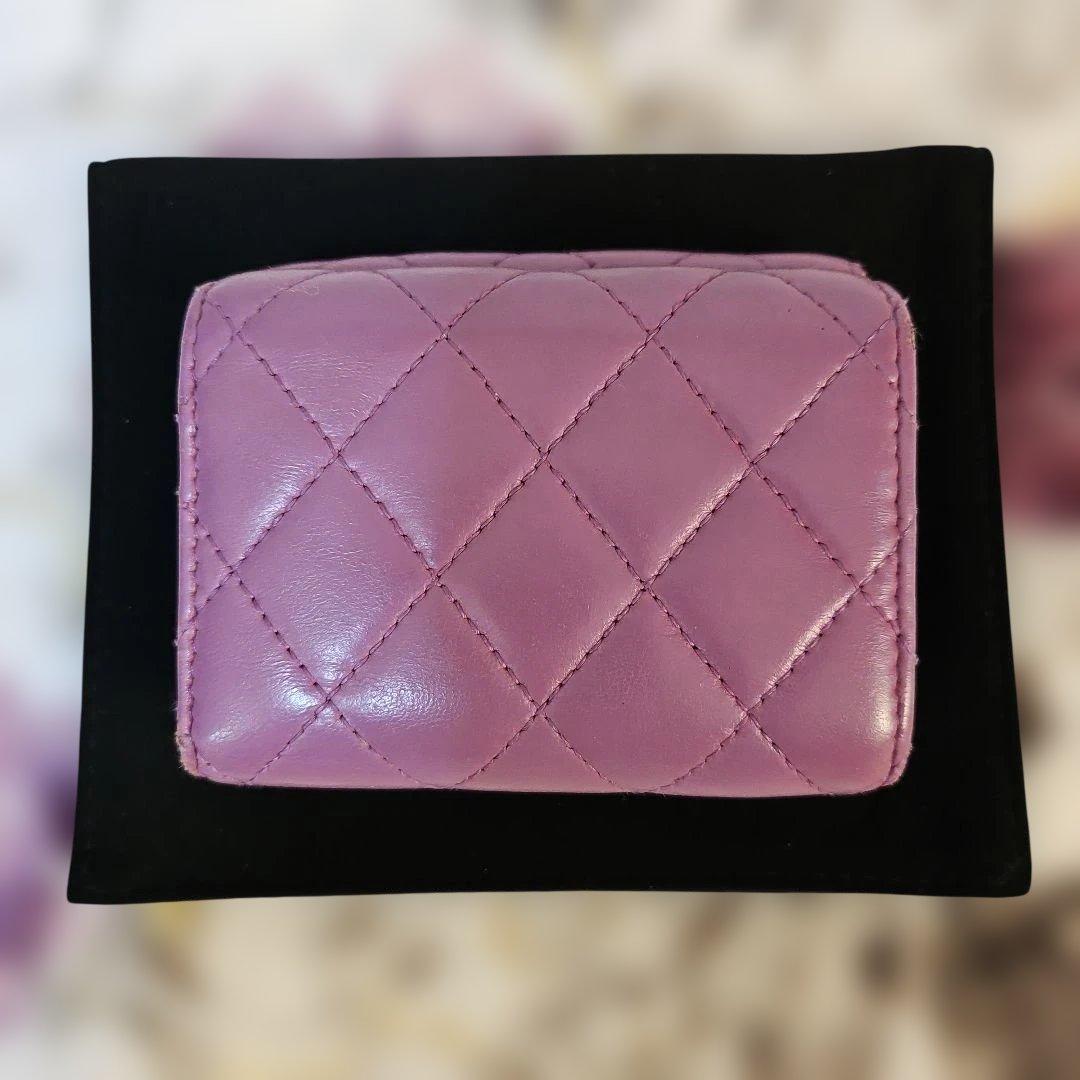 CHANEL パープル 三つ折り財布