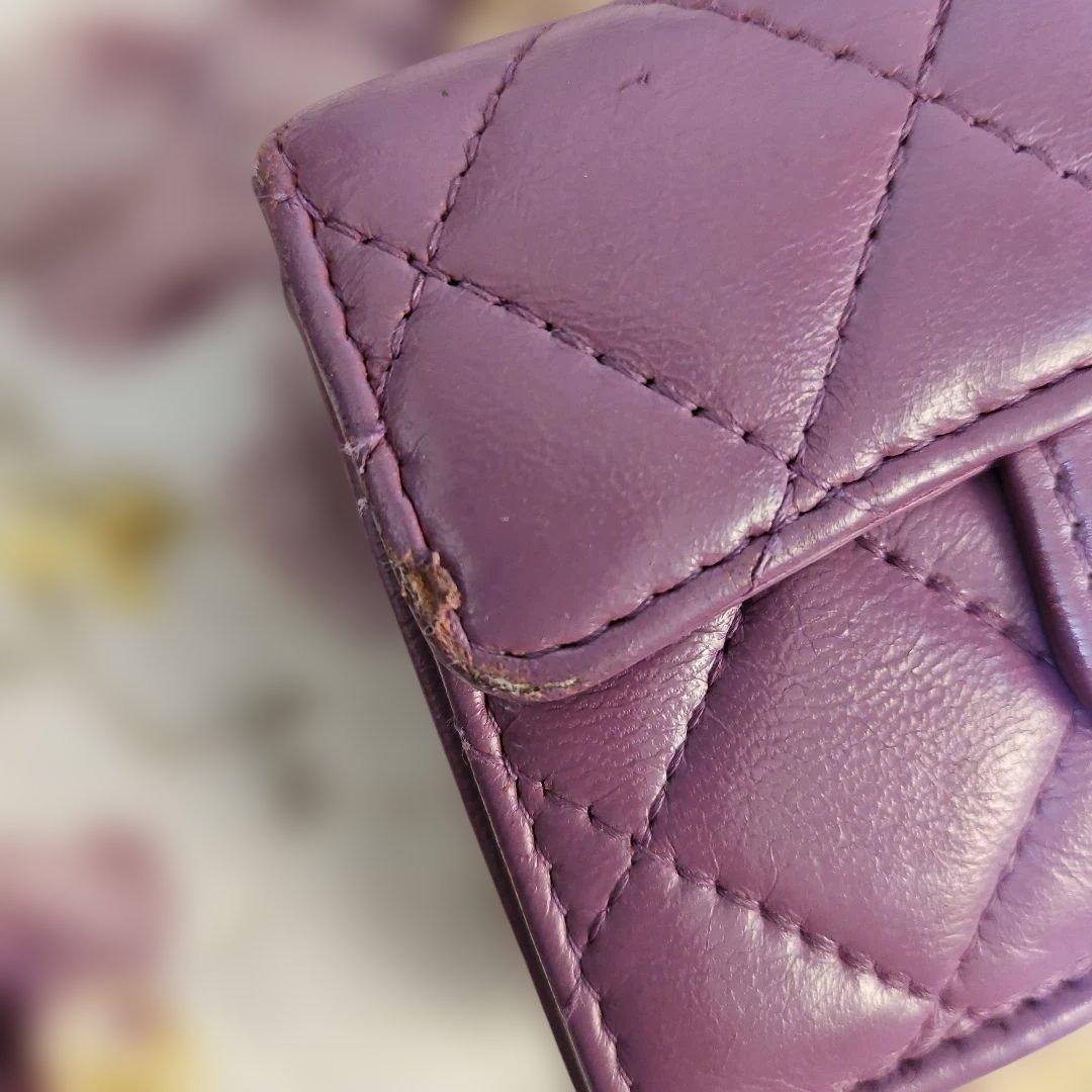 CHANEL パープル 三つ折り財布
