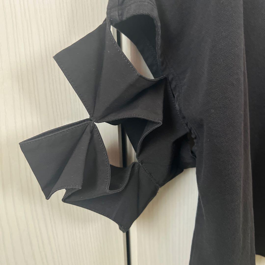 Y-3 ブラック 折紙フリル付きTシャツ フリーサイズ