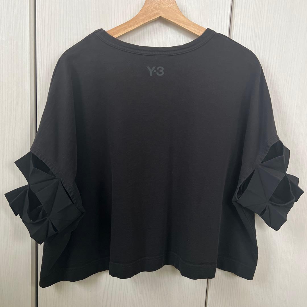 Y-3 ブラック 折紙フリル付きTシャツ フリーサイズ