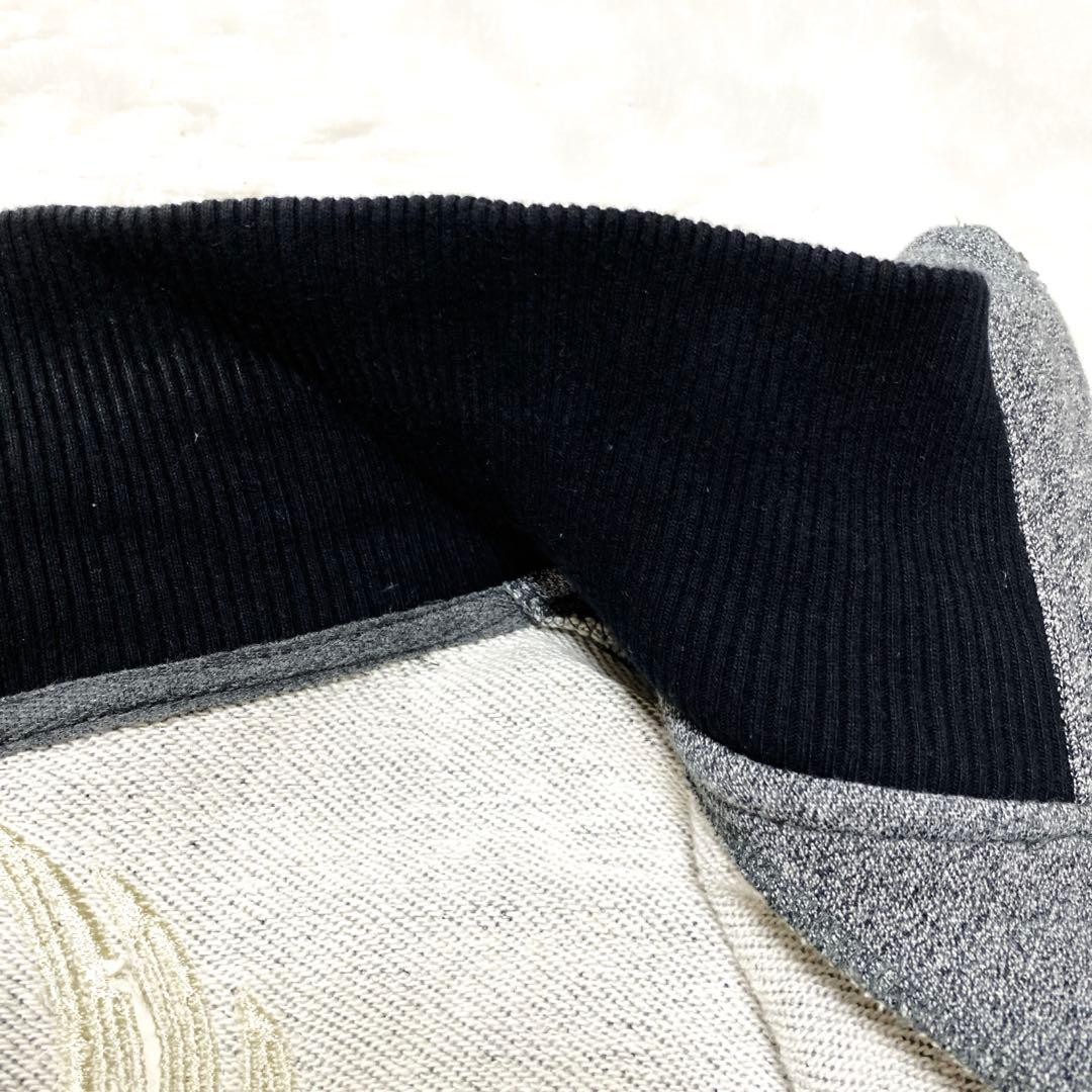 VANSON スカル刺繍 コットン スウェットブルゾン グレー L 2way