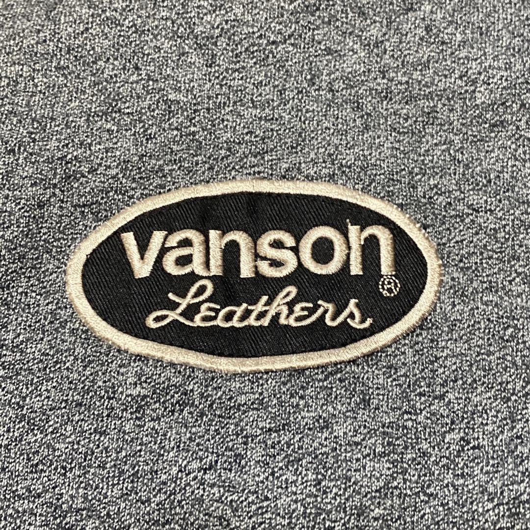 VANSON スカル刺繍 コットン スウェットブルゾン グレー L 2way
