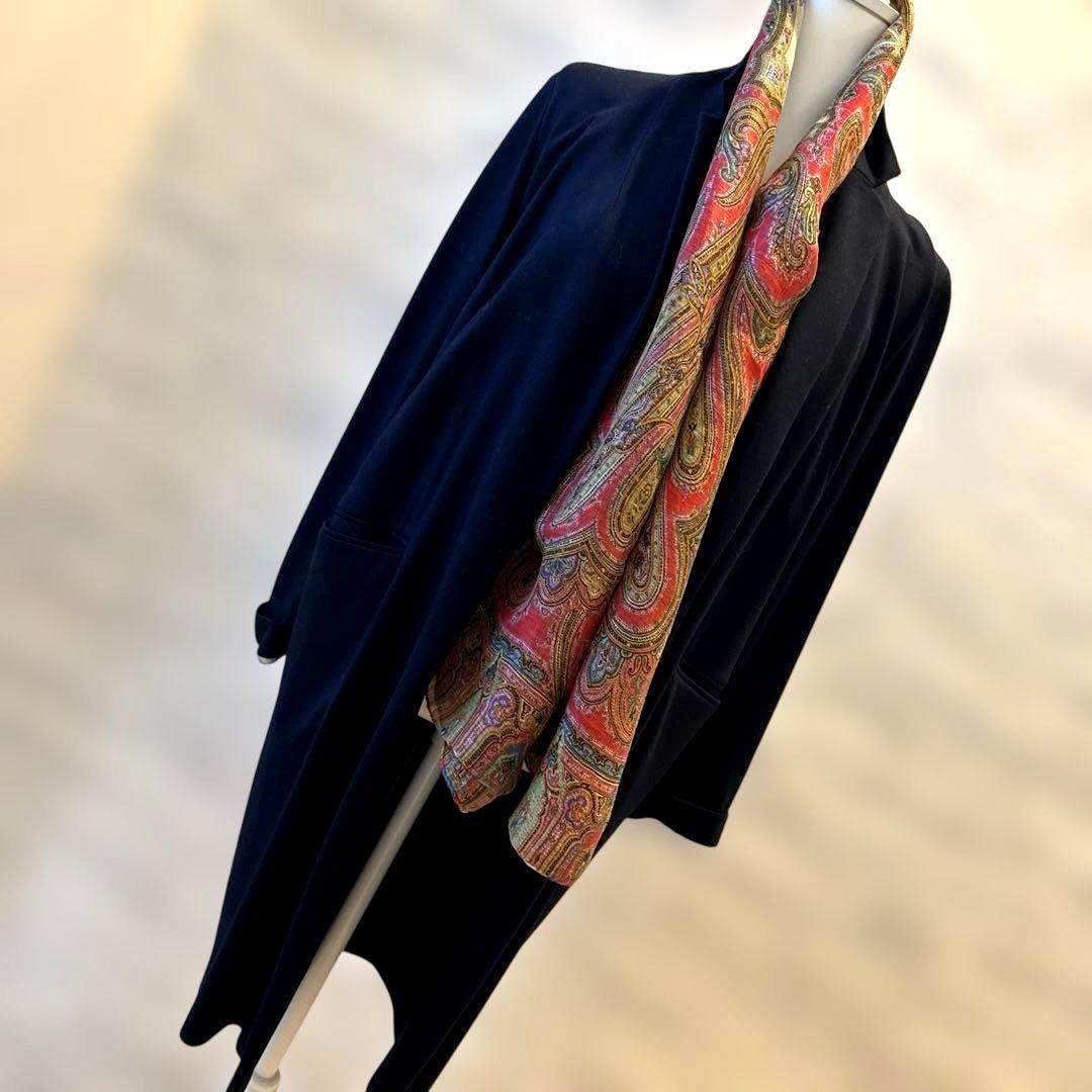 【ETRO 】☆エトロ☆ レッド系☆ペイズリー柄 ☆シルク混合☆大判ストール☆