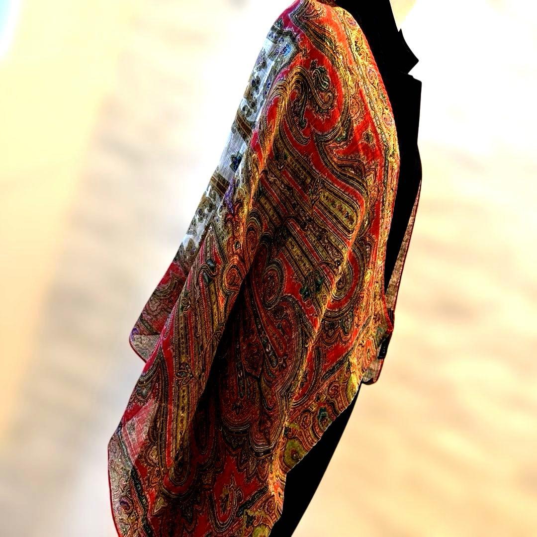 【ETRO 】☆エトロ☆ レッド系☆ペイズリー柄 ☆シルク混合☆大判ストール☆