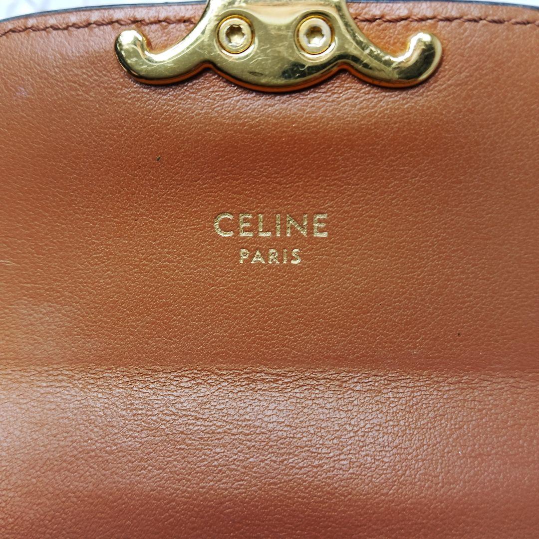 セリーヌ✨トリオンフ ゴールド金具 PVC レザー 本革 三つ折り財布