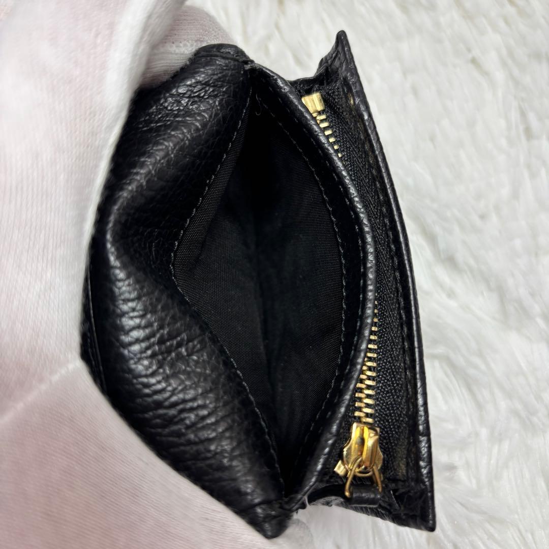 ✨美品✨ グッチ 二つ折り財布 マーモント シボ ブラック 金ロゴ ダブルG 黒