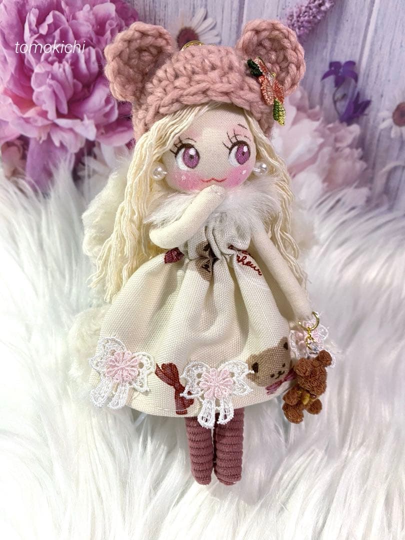 s307＊さん専用❤️クマ耳帽子❤️クマ柄❤️ドールチャーム❤️ハンドメイド