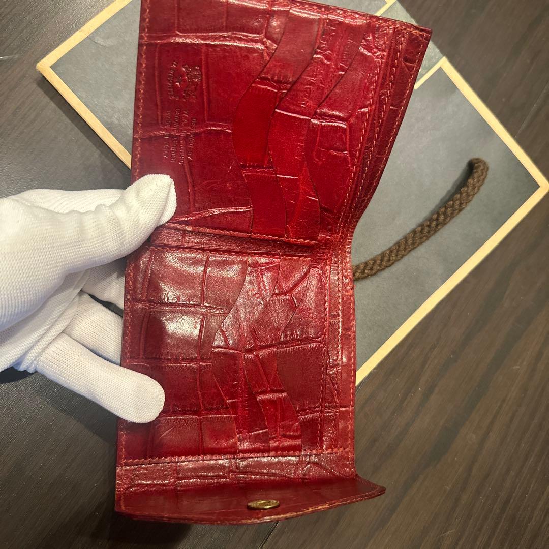 イルビゾンテ　赤レザー三つ折り財布 クロコダイル