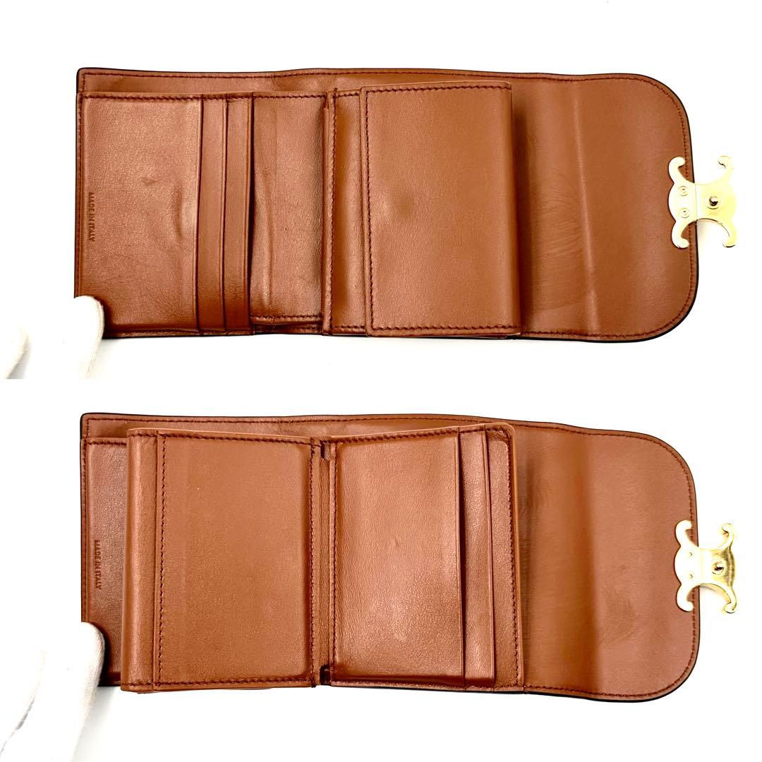 《美品》現行/純正箱付 CELINE トリオンフ レザー スモールウォレット