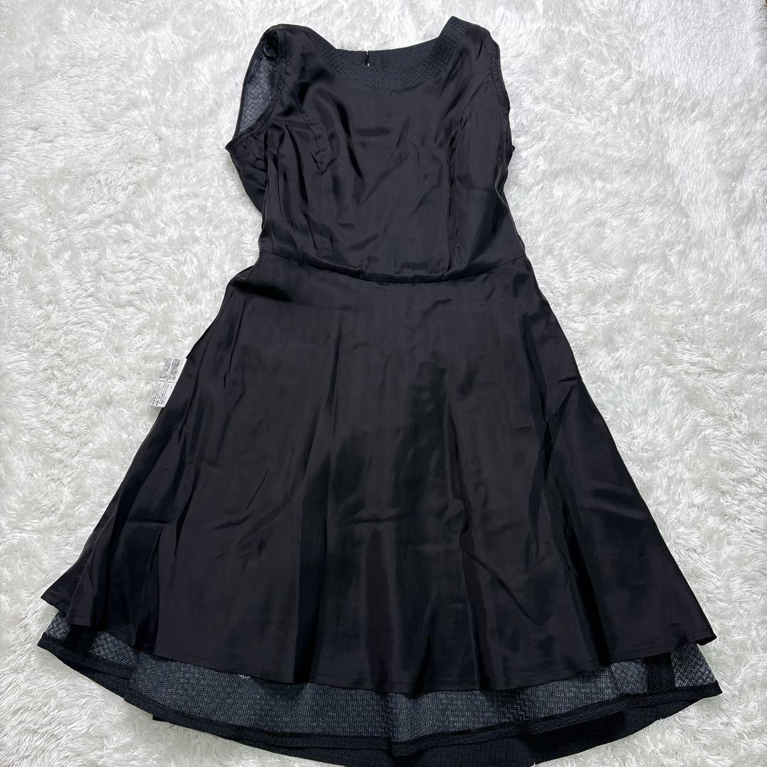 M'S GRACY ワンピース 40 黒 切替 フレア 半袖 上品 フォーマル