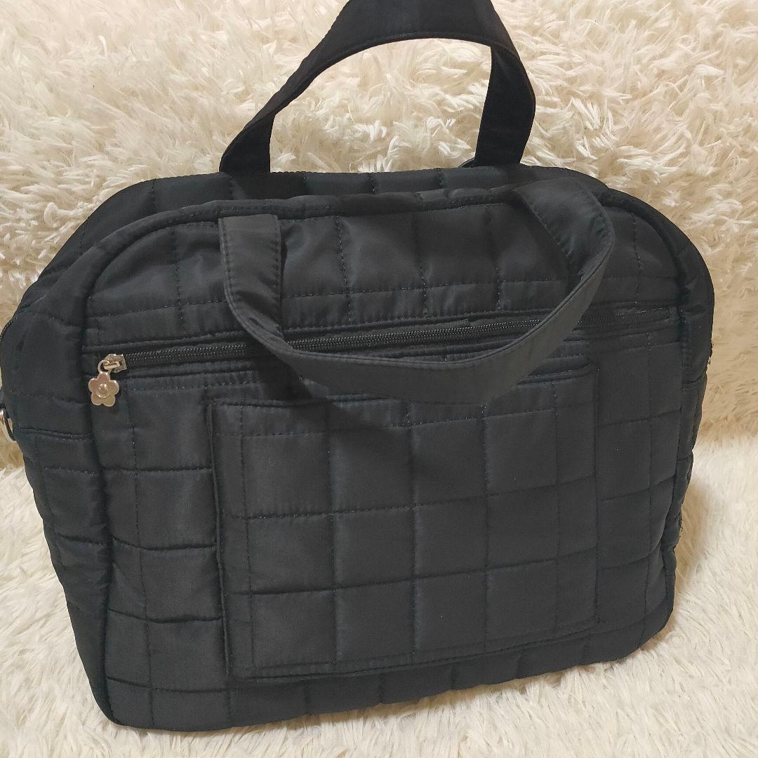 【高級・良品】マリークワント キルティング ボストンバッグ ブラック
