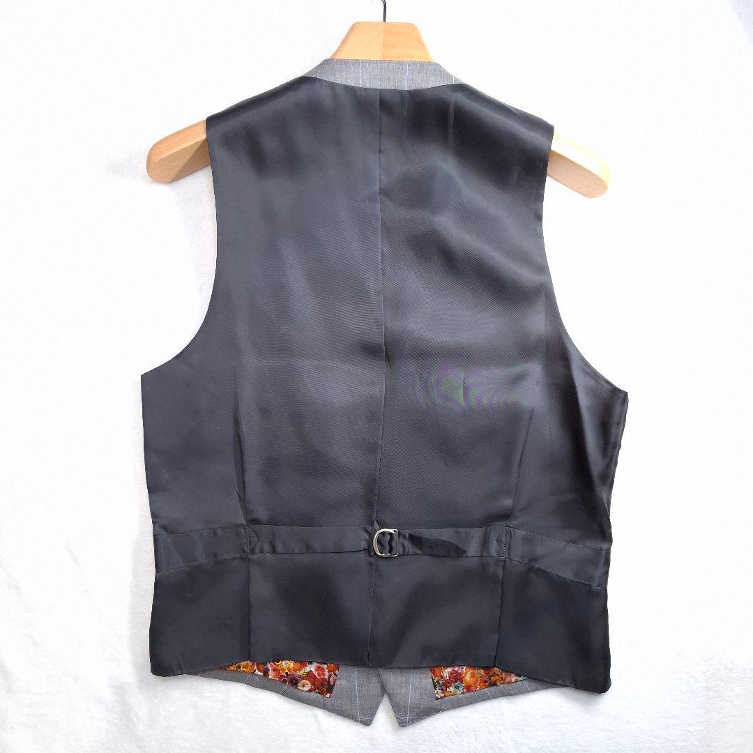 【美品】Paul Smith 花柄 チェック柄 ベスト グレー M
