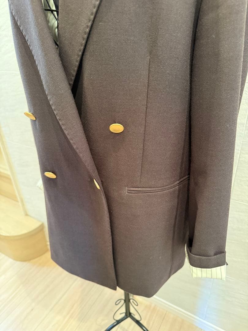 Spick&Span ウールブレンドダブルブレストジャケットブラウン