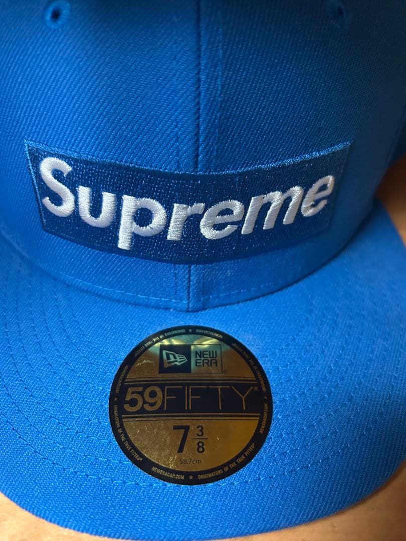 NEW ERA Supreme コラボキャップ 青 7 ⅜