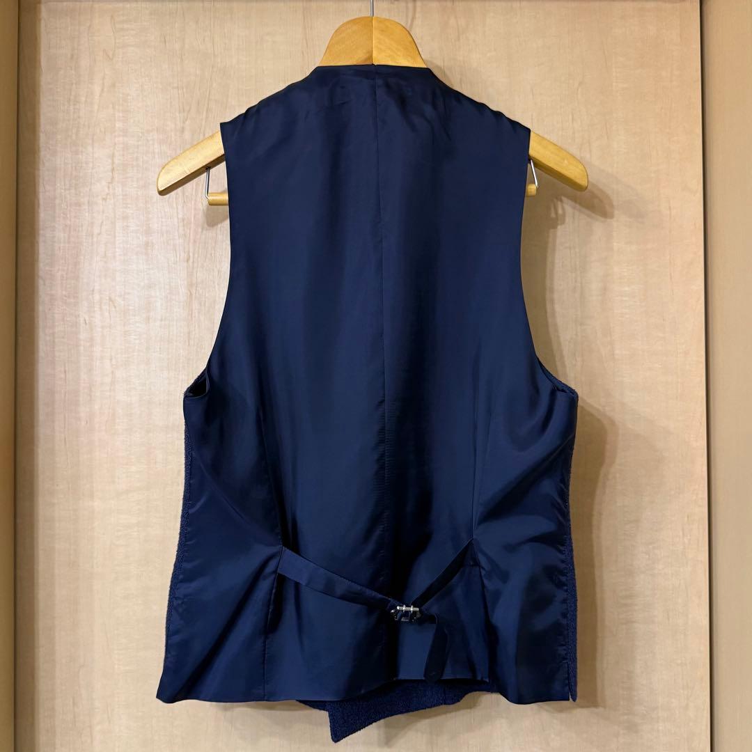 新品 ANGLAIS ダブルブレスト ショールカラー ベスト ジレ M ネイビー