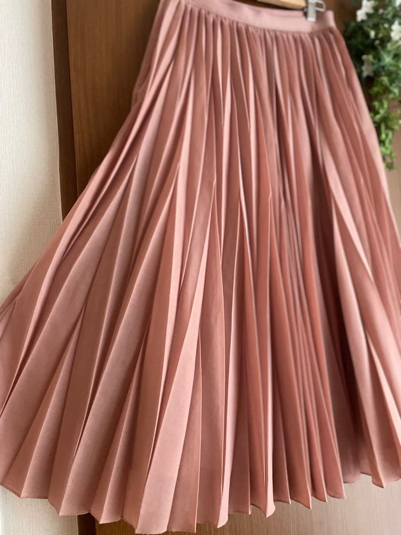 週末値下げ　ANAYI アナイ　淡桜色 ランダムプリーツ ロングスカート