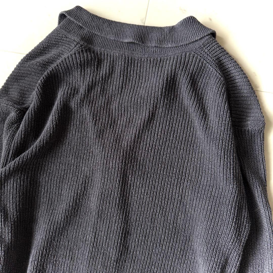 カオス Chaos ロウシルクカーディガン グレー 畦編み シルクニット F