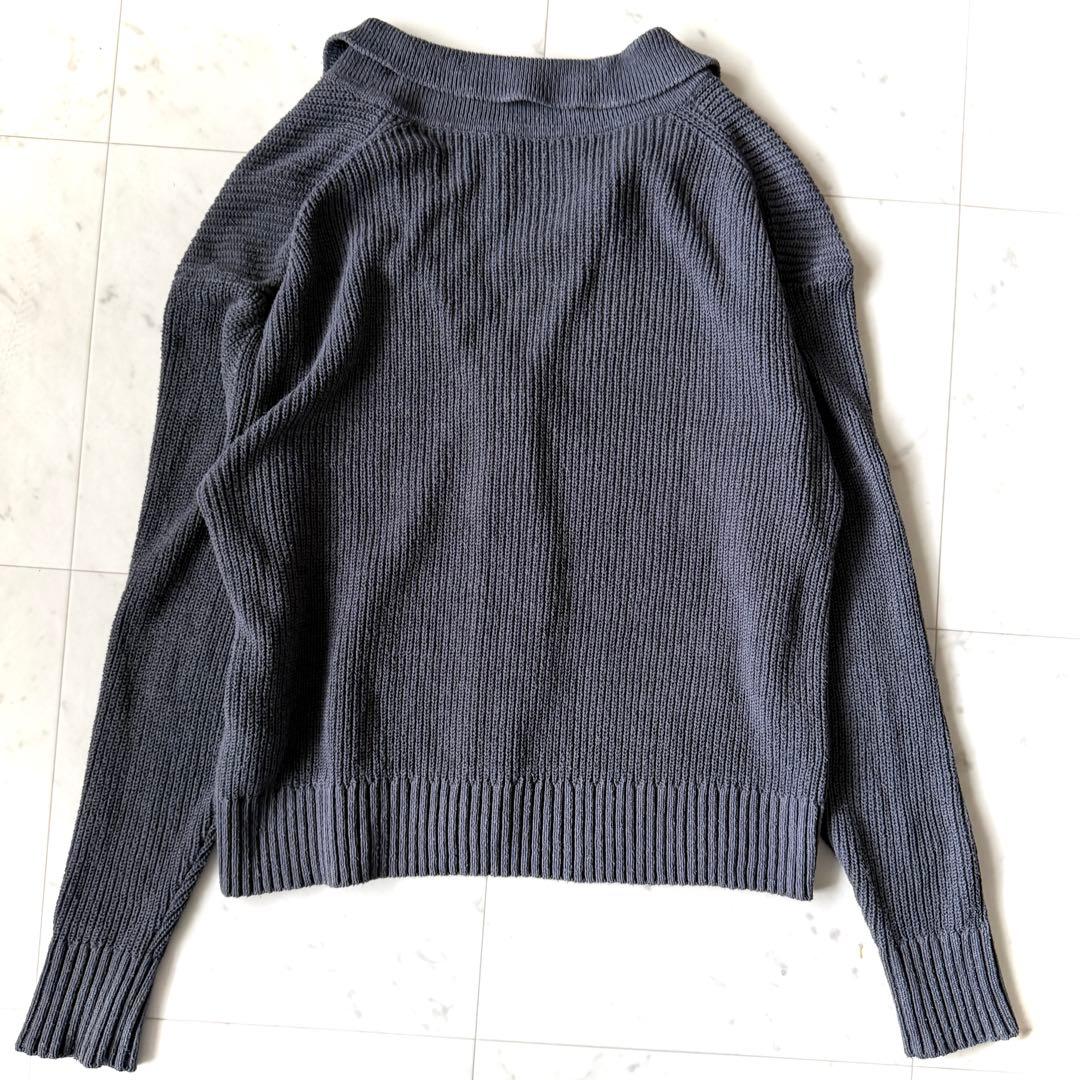 カオス Chaos ロウシルクカーディガン グレー 畦編み シルクニット F