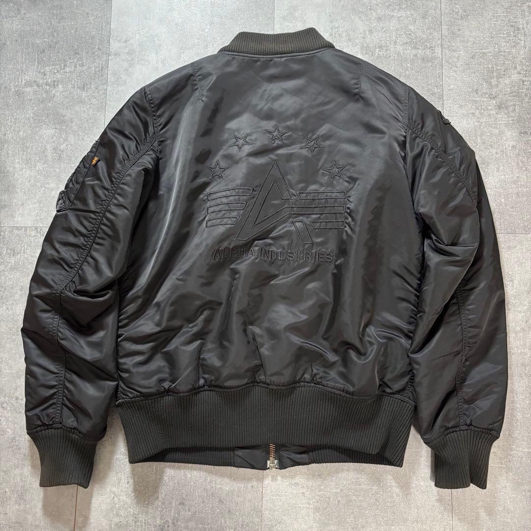 【美品】希少 ALPHA MA-1 TA0114 XL 黒 刺繍 ワッペン 短丈