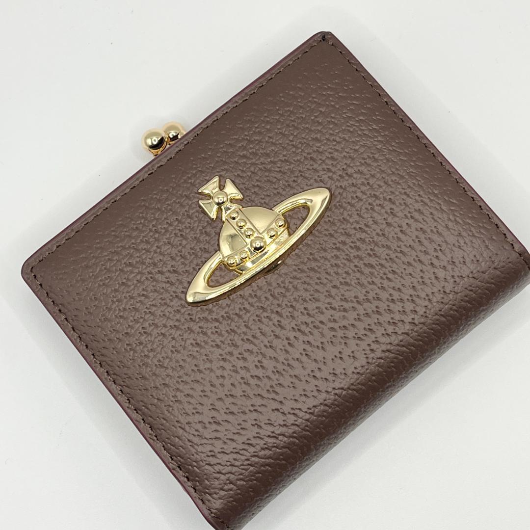 未使用 人気Vivienne Westwood 二つ折り 定番 茶 金 がま口