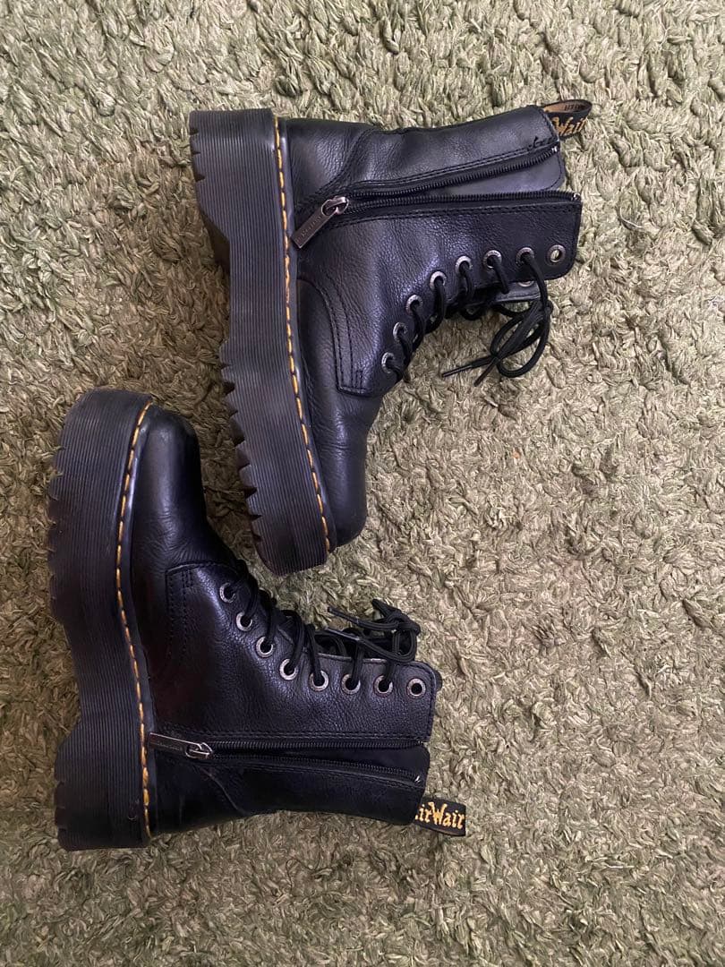 Dr. Martens ブラックハイカットブーツ厚底 24 cm 38EU