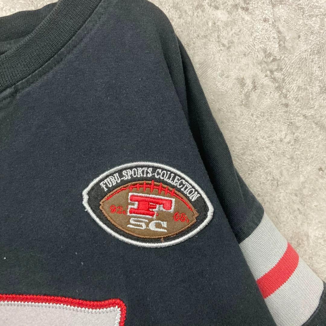 レア○90s《FUBU フブ》刺繍Tシャツ/ブラック/メンズ2XL