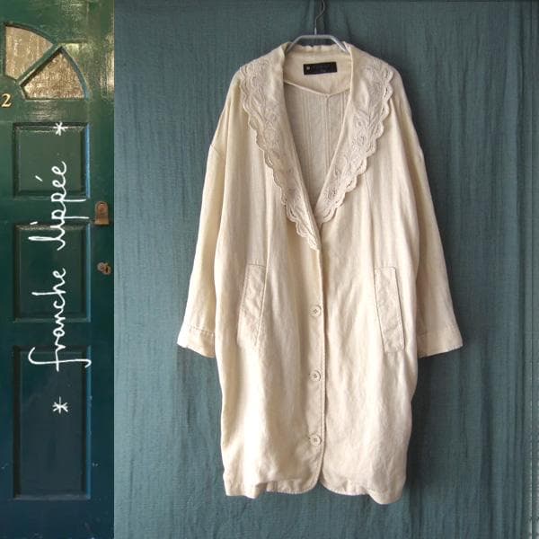 franche lippee／フランシュリッペ ★　襟レース　リネンコート　M