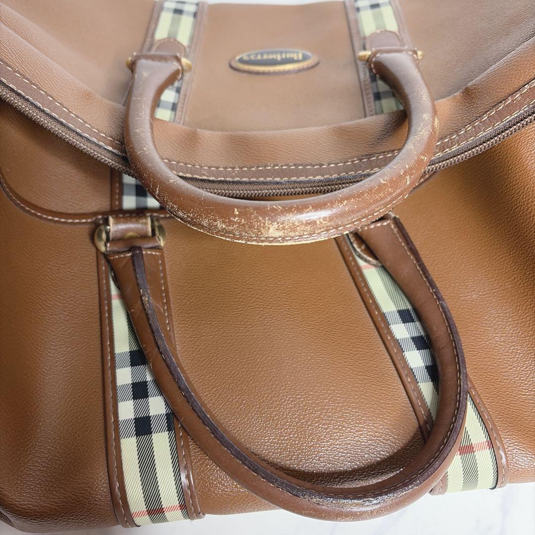 希少✨️BURBERRY ボストンバッグ 2way レザー ブラウン ノバチェック