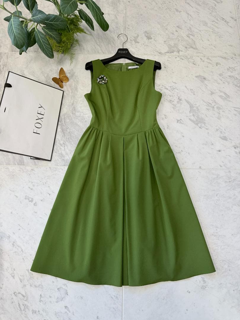 たか★FOXEY /フォクシー ドレス 38 ウォータープルーフストレッチ