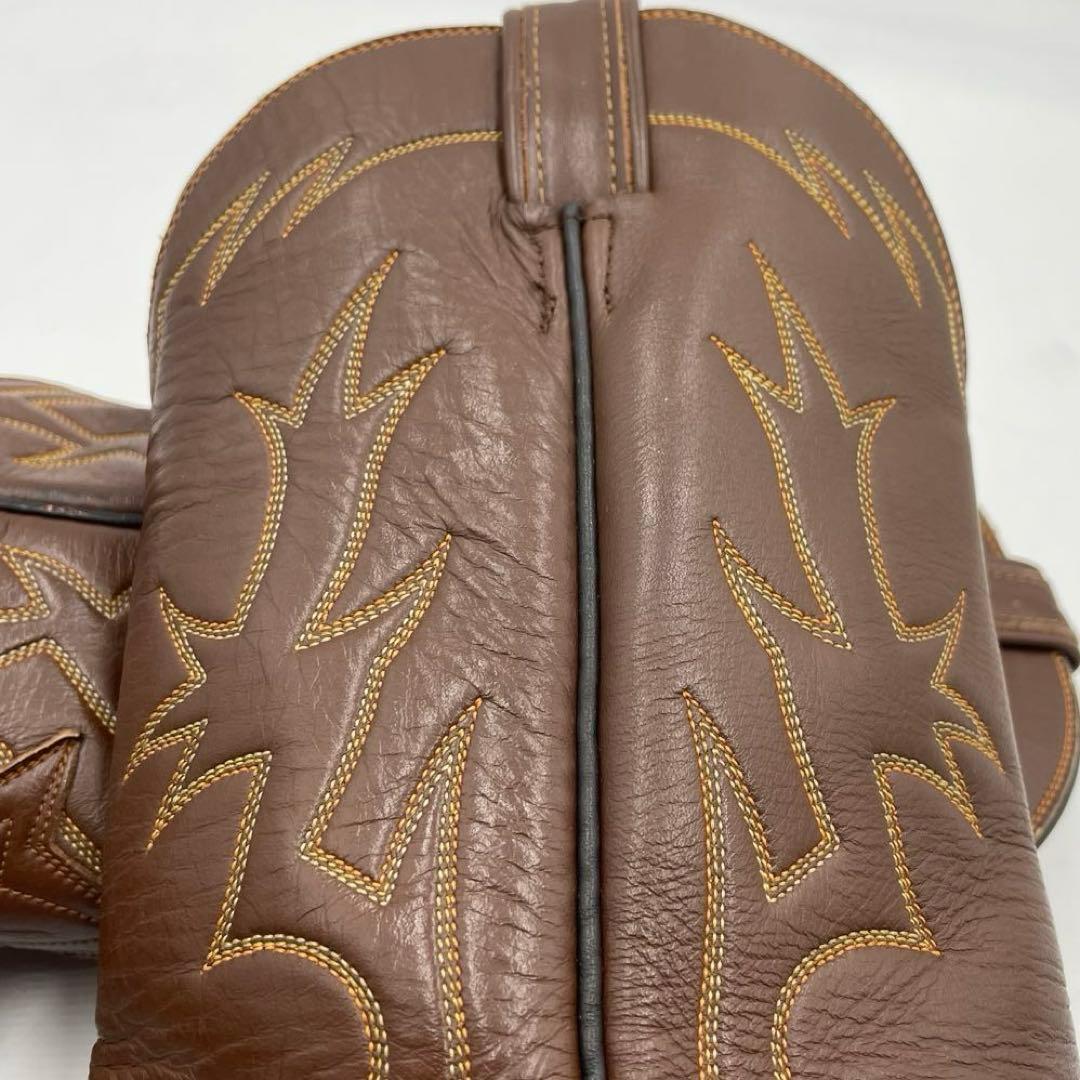 美品　 Tony Lama ウエスタンブーツ ロングブーツ 刺繍 ブラウン 5B