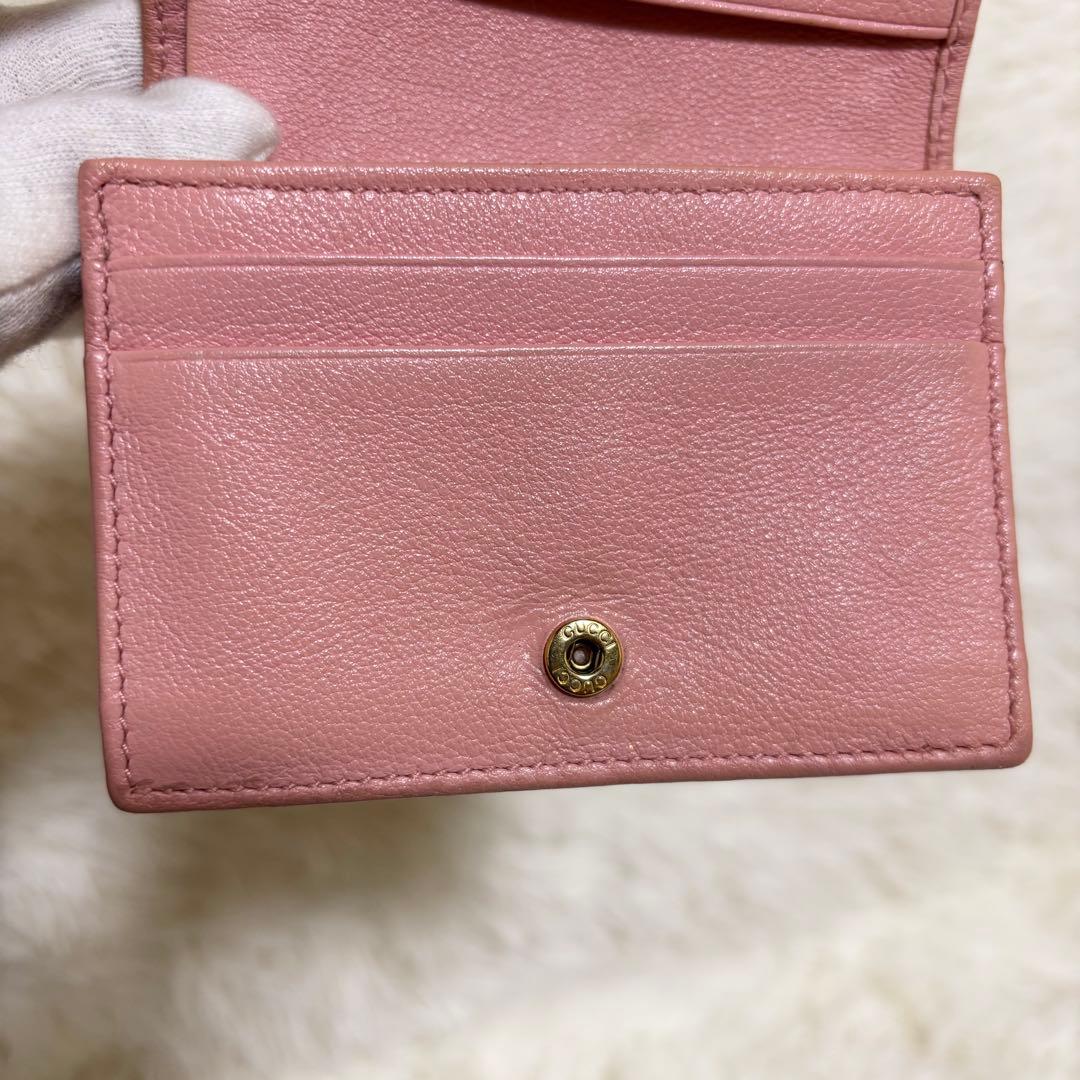 ✨現行 良品✨ GUCCI グッチ マーモント バンブー 三つ折り財布 ピンク